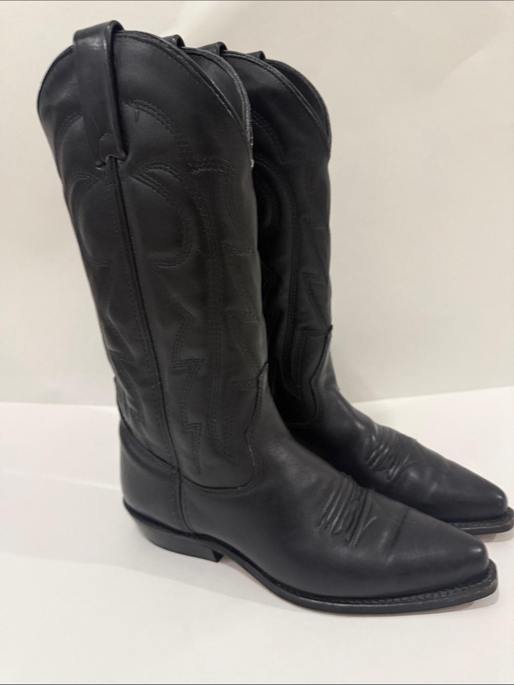 Classic Vittorio Ricci Studio Black Leather Western Boots Women’s Cowboy Style